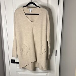 Women's Cream Sweater with Pockets